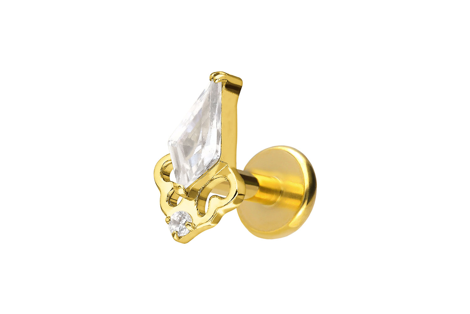 Titan Labret Piercing mit Push Fit KRISTALLSCHILD